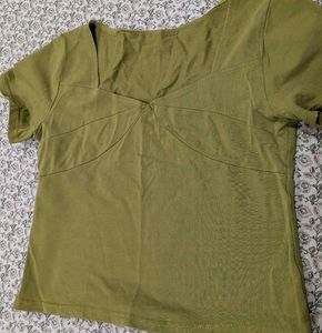 Chic Square Neck Olive Green Top