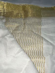Elegant White Saree with Gold Border