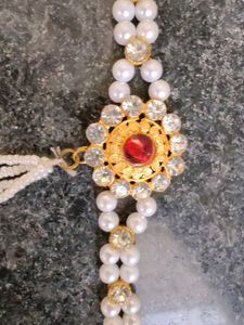 Elegant Pearl &amp; Red Stone Kamarbandh