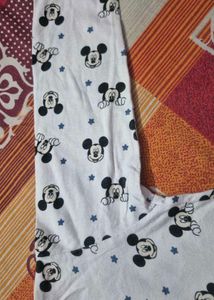 Heart Print Layered Dress With Micky Mouse Tshirt