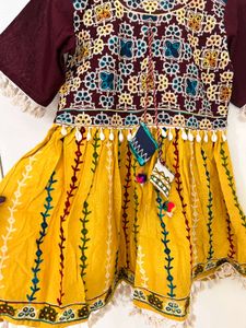 Embroidered A-line thread work organic cotton kurt