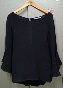 KATIES Stylish Black Bell Sleeve Top