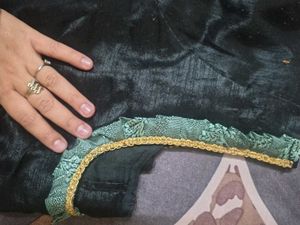 Elegant Black &amp; Mint Green Embroidered Saree
