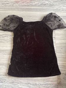 Black Velvet Puff Sleeve Dress