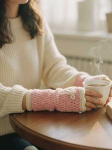 Pink Crochet Fingerless Gloves