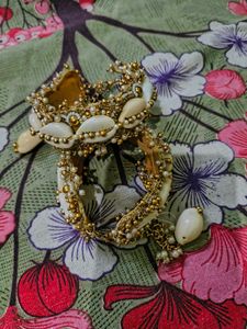 Designer Cowrie Shell Bangles with Pearls