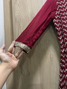Maroon embroidered Sharara set