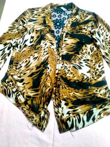 Designer Brown Tiger Print Cotton Netted Jacket