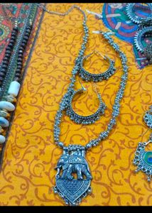 Boho Oxidized Silver Jewellery Set