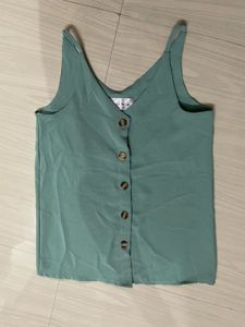 Cute Green Button-Up Cami Top