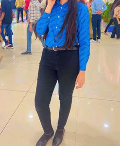 Stylish Blue Printed Shirt