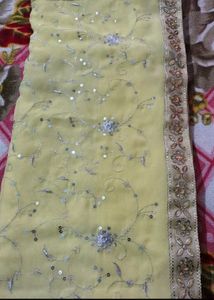 Beautiful Yellow Embroidered Saree