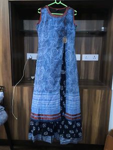 Blue Paisley Print long kurta/gown