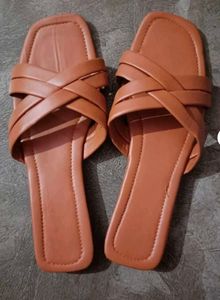 Stylish Brown Criss-Cross Flat Sandals