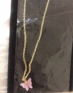 Purple Butterfly Pendant Chain In Gold