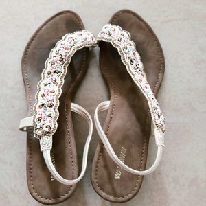 Beaded Strap Heel Sandals