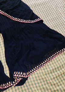 navy blue with pink touch saree style sharara set