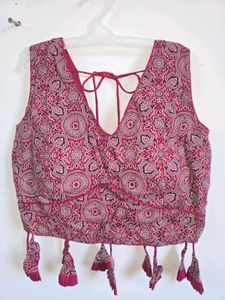#navratri kutchi ajrak print blouse