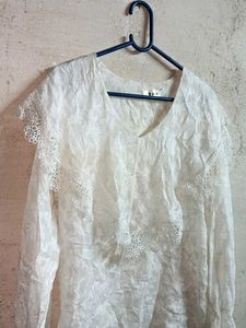 Partywear Top Layered Blouson White