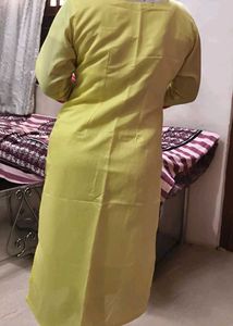 Elegant Yellow Kurta with Pink Embroidery
