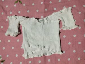 White Smocked Off-Shoulder Top