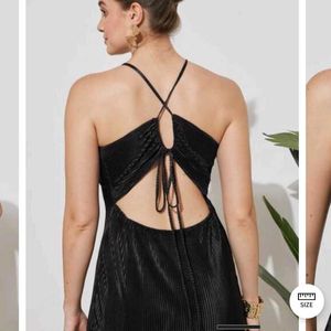 XS size Sleek Black Halter Mini Dress