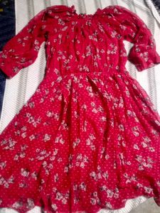 Red Floral Print Dress