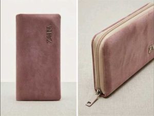 🌷ZARA Pink Suede Zip Around Wallet