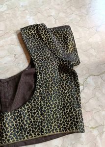 Elegant Black &amp; Gold Brocade Blouse