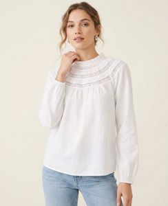 White Lace Neckline Blouse