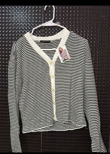 Striped Button-Up Cardigan