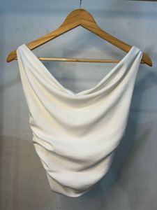 WHITE COWL NECK TOP