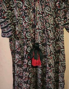 Elegant Printed Kurta with Embellished Neckline