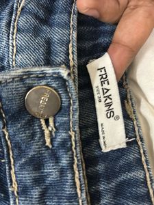 Freakins- Stylish Blue Denim Wide-Leg Jeans