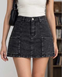 Blue Haven Black Denim Cargo Skirt