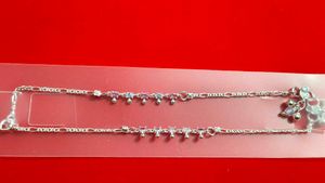 Silver Anklets with Pink Stones 8 inch