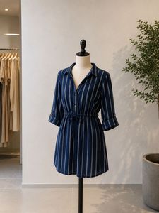 Striped Button-Up Shirt Dress