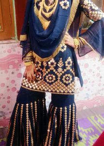 Gold Foil Embroidery Sharara Set