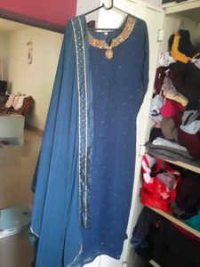 Elegant Teal Blue stone work salwar suit set