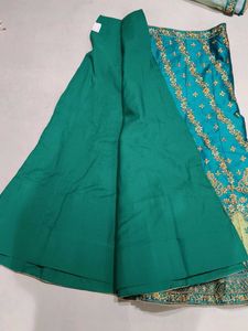 Embroidered Teal &amp; Green Lehenga Choli Set