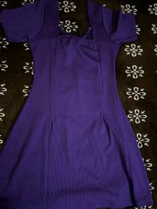 Vibrant Purple Ribbed Mini Dress