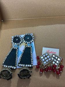 Red Beaded Dangle Earrings combo