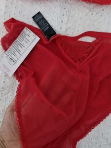 M&amp;S Red Lace Bra and Panty Set