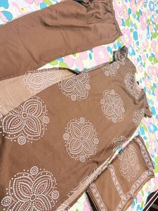 Designer Brown Kurta Set with Dupatta