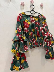 Floral Bell Sleeve Crop Top BRAND NEW