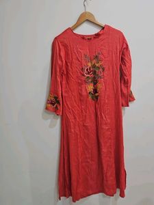Embroidered Red Kurta