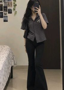 girls Brown Textured Short Sleeve Shirt