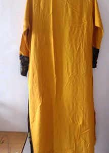 Yellow Kurta with Leaf Print