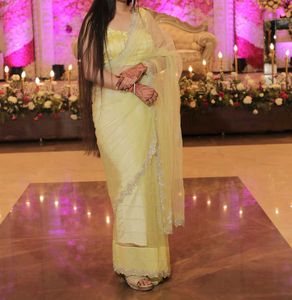 Elegant Yellow &amp; White Saree