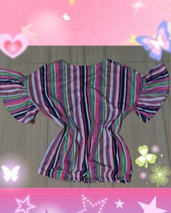 Y2K Striped V-Neck Top